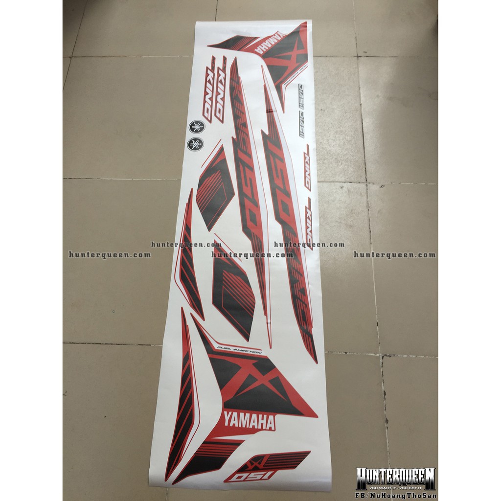 Tem xe Exciter 150, MX king. Tem đỏ đen nhám, dán xe đỏ