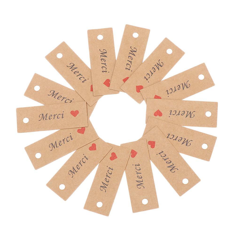 KUNHEV Set 100 Thẻ Giấy Kraft In Chữ Thank You / with Love Làm Đồ Handmade DIY