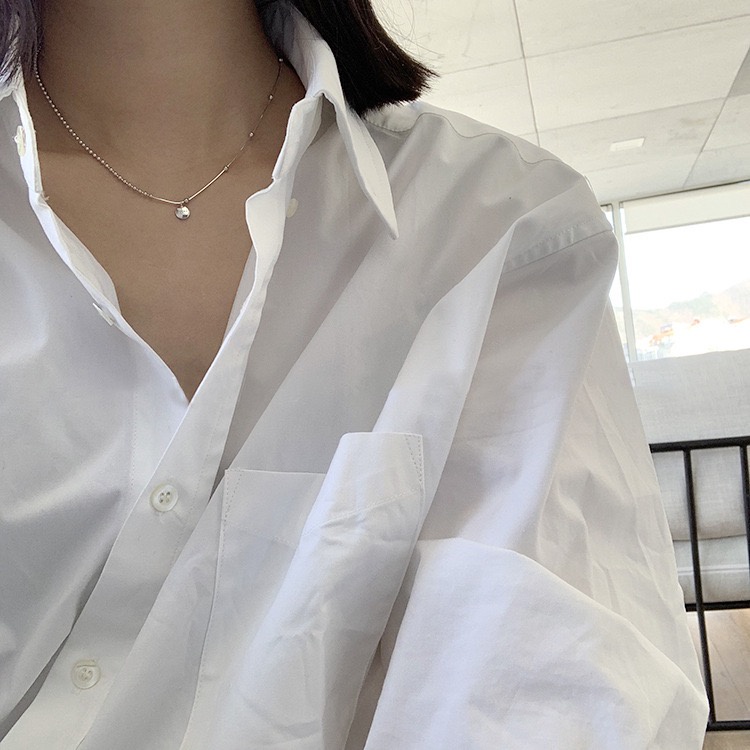 Vòng cổ mặt dây chuyền bạc không đối xứng
