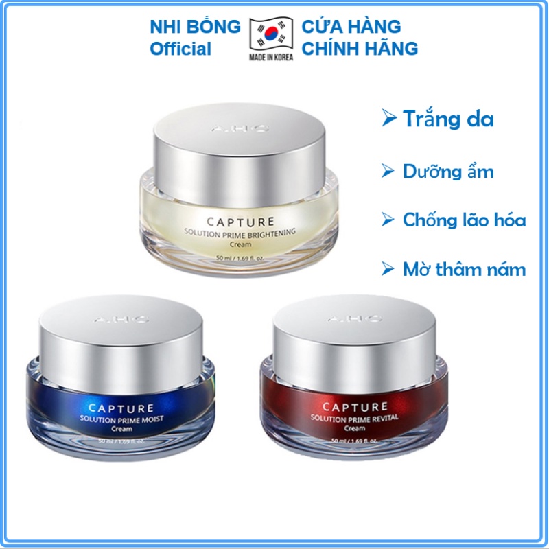 Kem dưỡng trắng da - Kem dưỡng ẩm AHC Capture Solution Max Cream Hàn Quốc 50ml [ Cam Kết Chính Hãng]