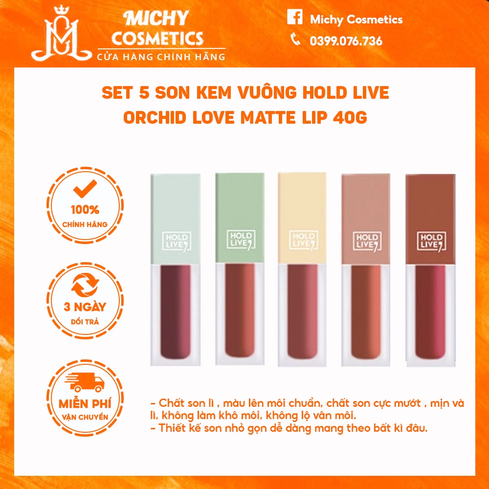 Set 5 son kem vuông Hold Live Orchid Love Matte Lip 40g