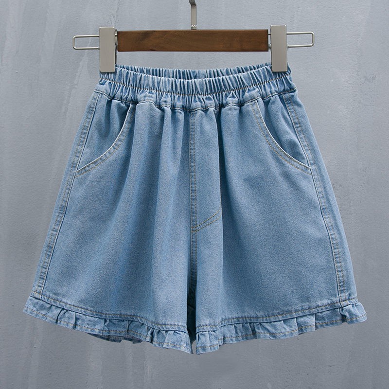 Quần short denim lưng cao ống rộng size lớn mẫu mới 2021 200 Jin dành cho nữ