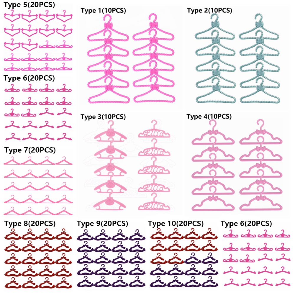 Set 10 / 20 Móc Treo Quần Áo Búp Bê Tiện Dụng
