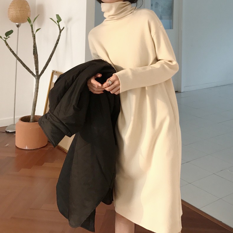 Đầm Nhung Dài Cổ Cao Thời Trang Thoải Mái Xinh Xắn Cho Nữ | BigBuy360 - bigbuy360.vn