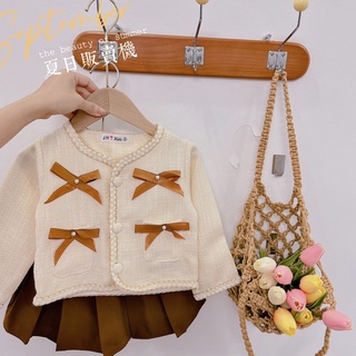 Sét bộ xinh cho bé, sét áo dạ mix chân váy dập ly cho bé từ 8-18kg