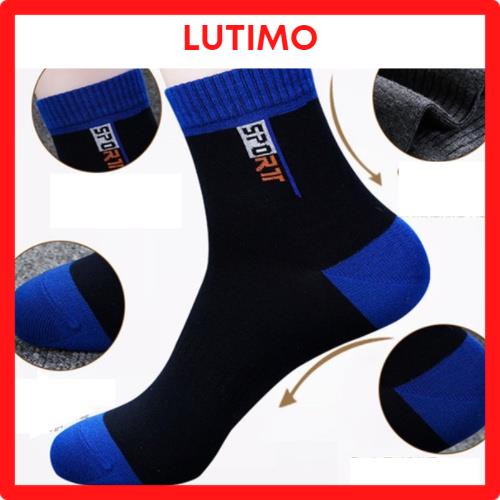Tất cổ trung nam thể thao, tất nam nhún chất liệu cotton mềm thoáng mát chống mùi hôi chân dễ phối đồ LUTIMO T9