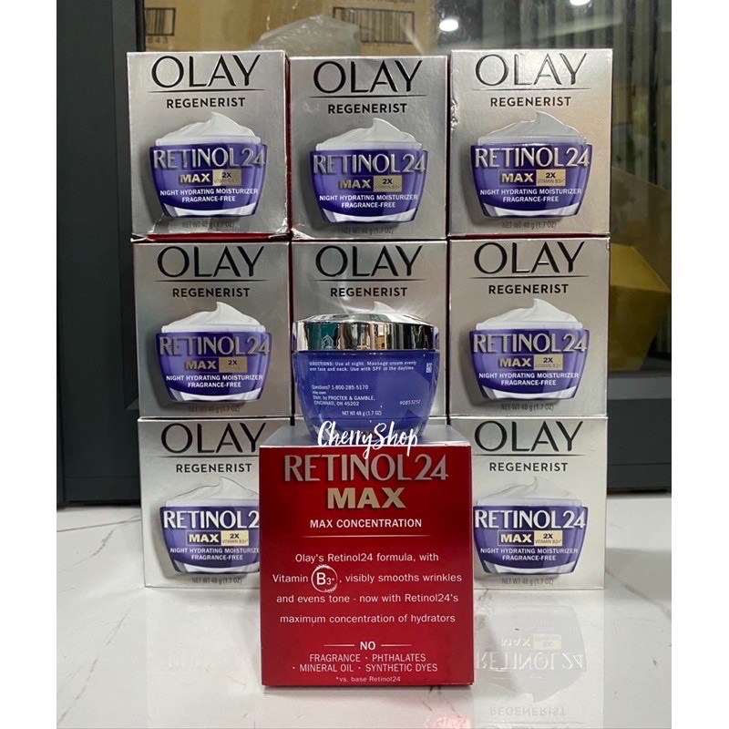 [NEW/Hàng USA] Kem dưỡng ẩm tái tạo da trắng sáng ban đêm Olay RETINOL24 MAX Night Cream (48g)