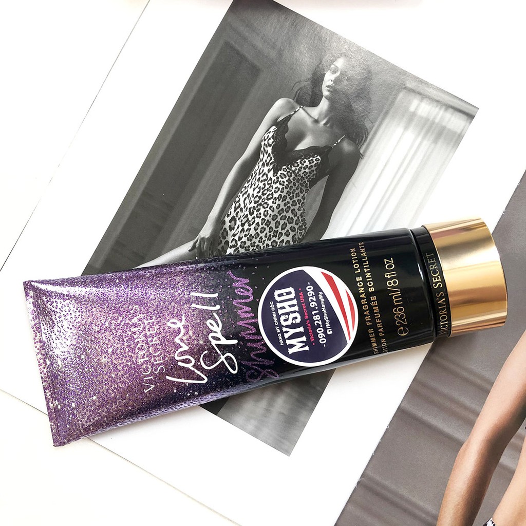 [236ml] Love Spell Shimmer - Sữa dưỡng thể toàn thân có kim tuyến, Hàng Victorias Secret USA