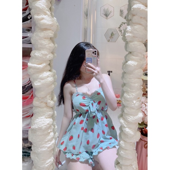 Bộ 2 Dây Dâu Tây Phối Ren Siêu Xinh