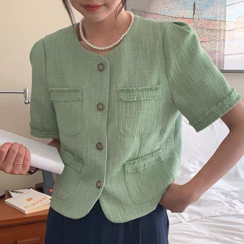 Áo blazer dạ sweet ngắn tay Hàn Quốc