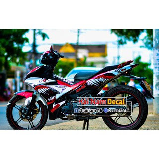 Tem Trùm Exciter 150 Trắng Đỏ cá mập