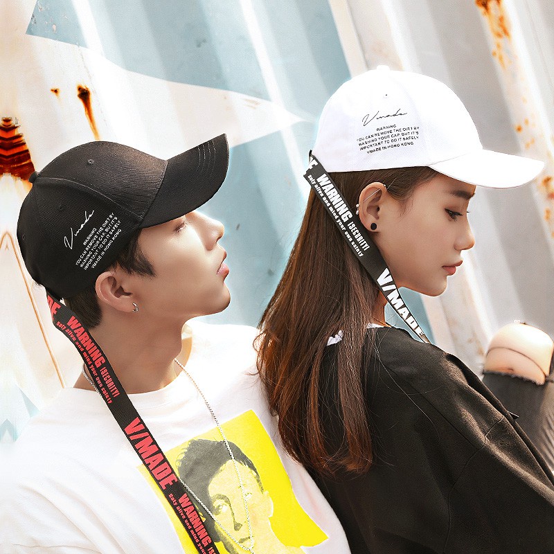 Mũ Lưỡi Trai Phối Dây Ruy Băng Dài In Chữ Phong Cách Hip Hop Thời Trang Cho Nam Và Nữ