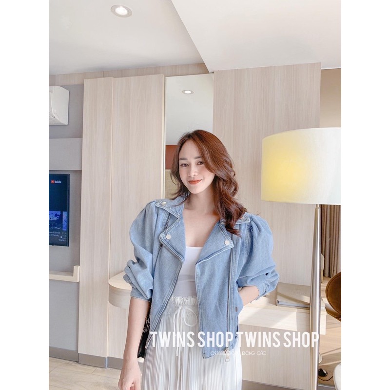khoác jeans khoá kèm đai 2805