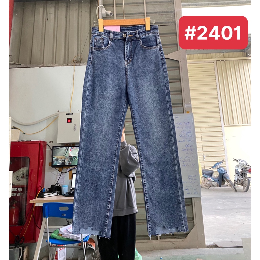 (ảnh thật) Audrey Jeans ống đứng khuyết gấu 2401