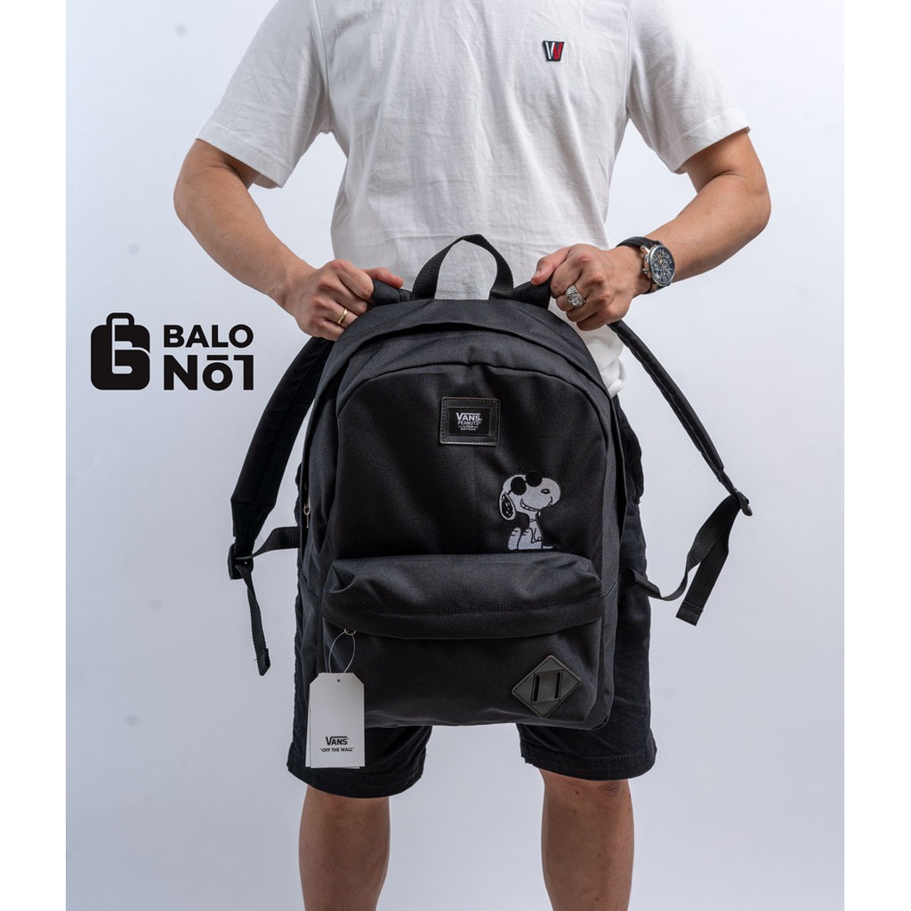 [BALO_NO.1] Balo đi học du lịch nam nữ unisex Van.s Peanuts Black Backpack