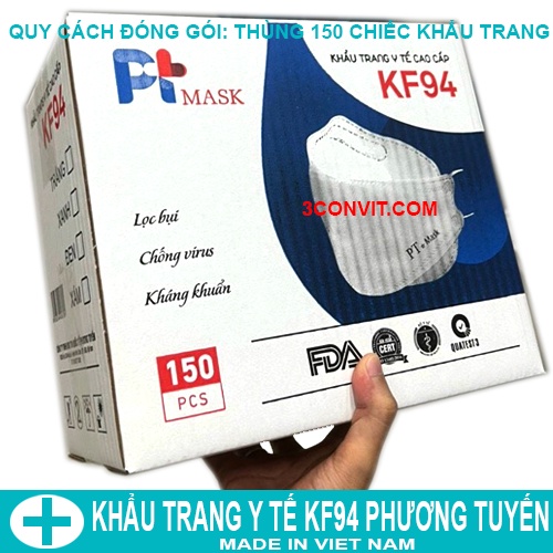 Túi 10 chiếc Khẩu trang 4 lớp 4D tiêu chuẩn KF94 Phương Tuyến