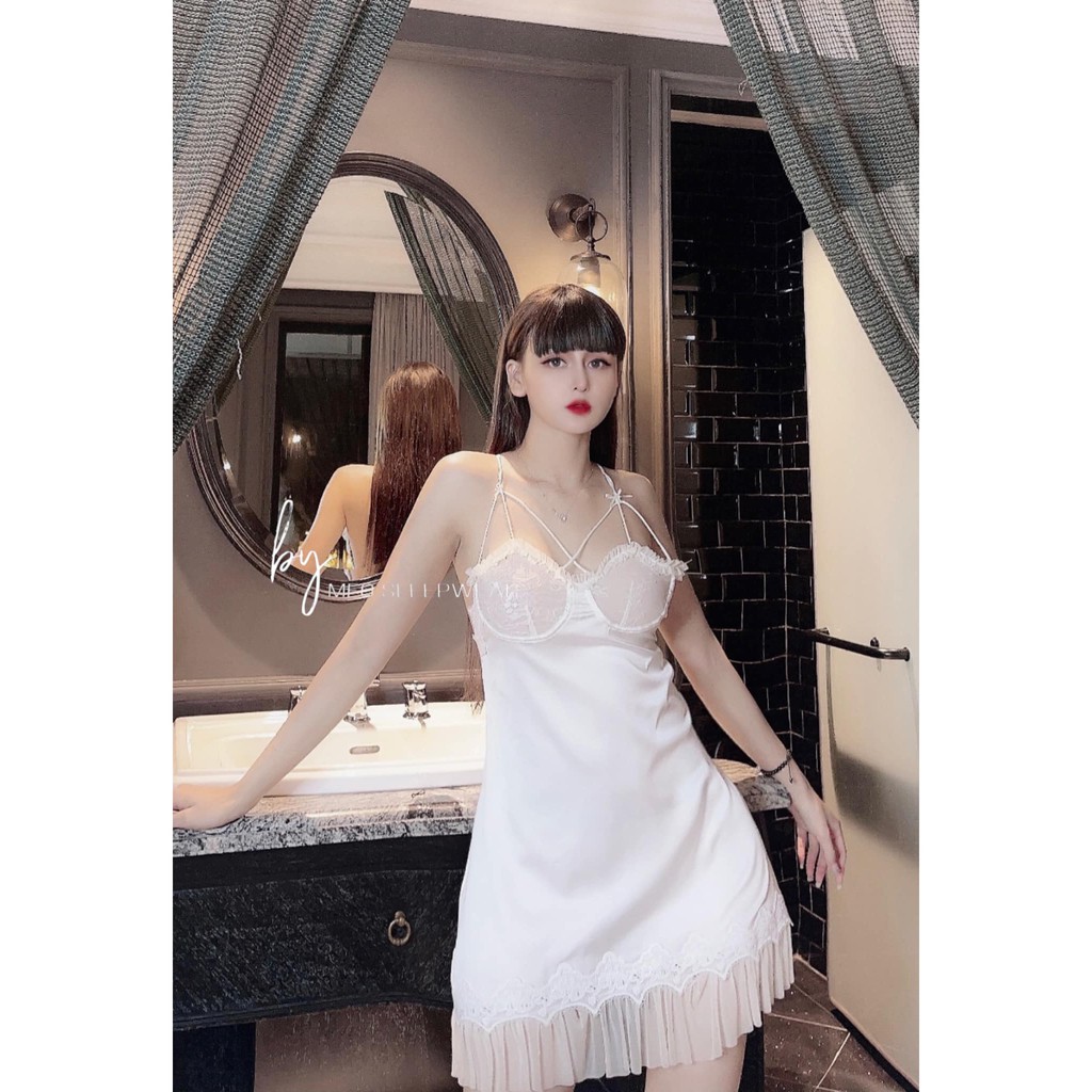 Đầm Ngủ Sexy Váy Ngủ Sexy Gợi Cảm❣️FreeShip - Có ẢnhThât❣️Lụa Satin Mềm Mịn Quyến Rũ(M16)