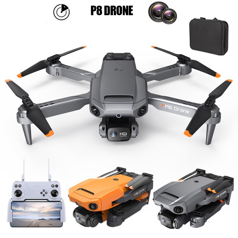 Flycam Mini Giá Rẻ Drone P8 2 Camera 12MP, Pin Lithium 2000mAh bay 25 Phút, Cảm Biến 4 Chiều, Chống Rung