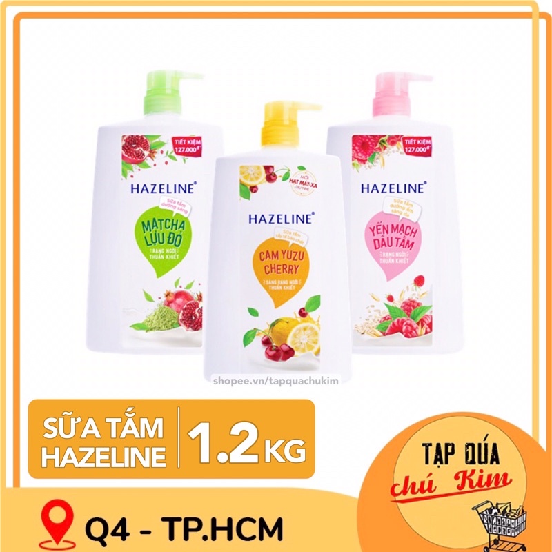 Sữa tắm HAZELINE 1.2KG Yến mạch / Matcha / Cam Yuzu dưỡng da trắng sáng [tạp quá chú Kim]