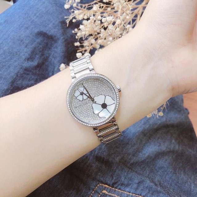 ♥️♥️Đồng Hồ Nữ MICHAEL KORS MK3835 Courtney Swarovski Silver Stainless Steel Ladies Watch 36mm