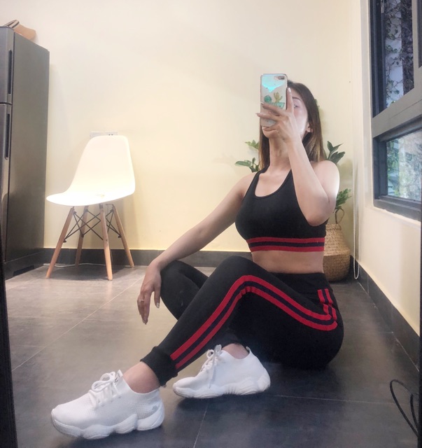 Đồ tập gym , bộ đồ tập thể thao nữ gân len cạp chun