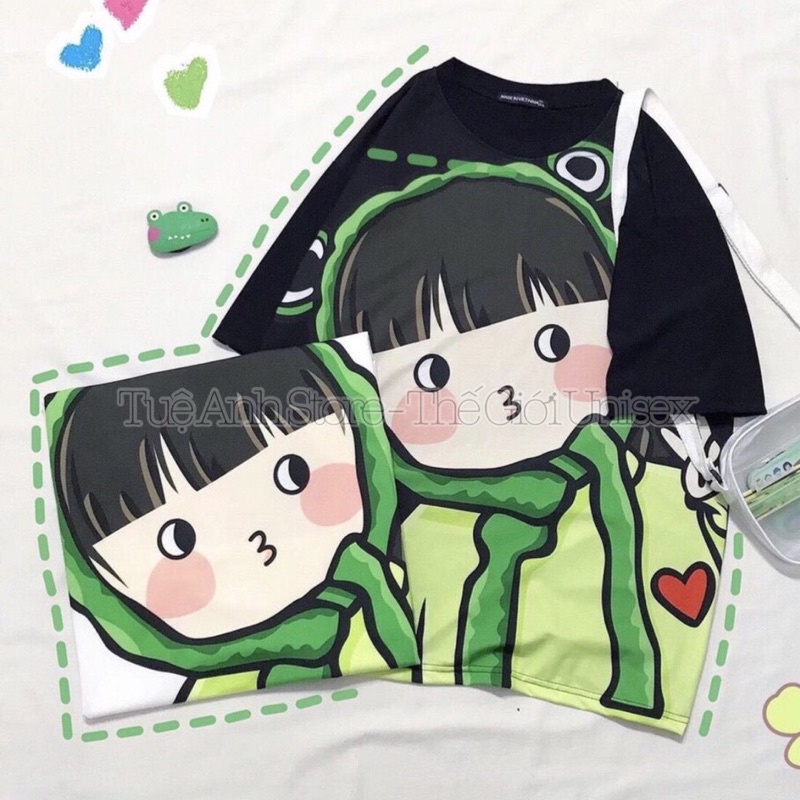 Áo thun in chuyển nhiệt cao cấp - Áo from rộng tay lỡ Unisex - Nhiều mẫu hoạt hình hoạt tiết dễ thương Freesize 38-65kg
