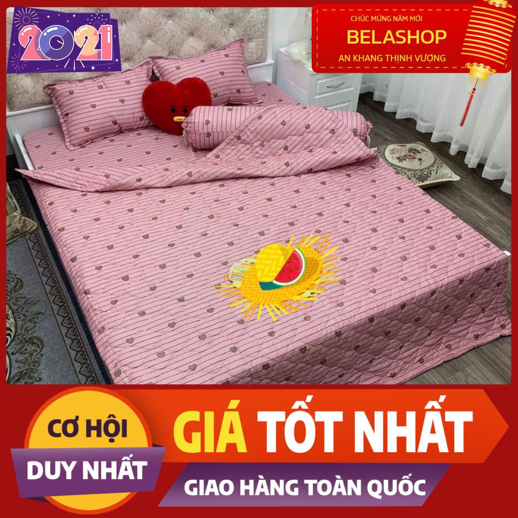 [Ga gối]Bộ ga gối 3 món 10cm,15cm,20cm,đủ kích thước,mẫu tim kẻ hồng