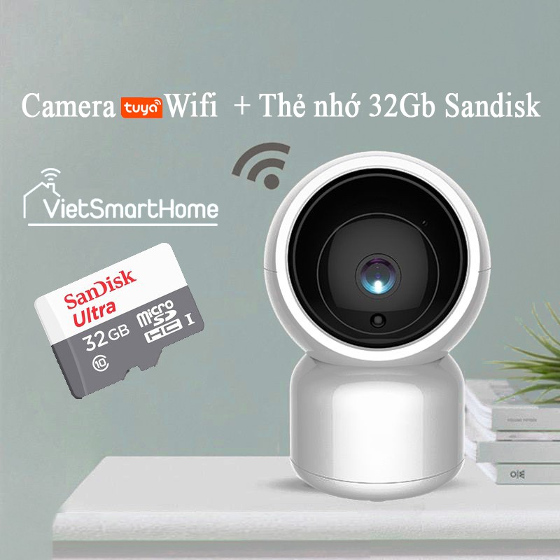 Wifi Camera Tuya FullHD 1080p có cổng LAN , quay 360 độ, hồng ngoại, đàm thoại, cảnh báo chuyển động