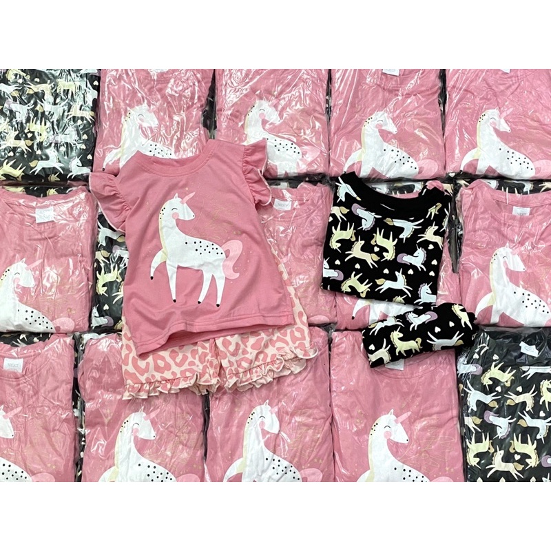 Set 2 bộ cộc Pony cho bé gái màu hồng đen size từ 10-24 cân