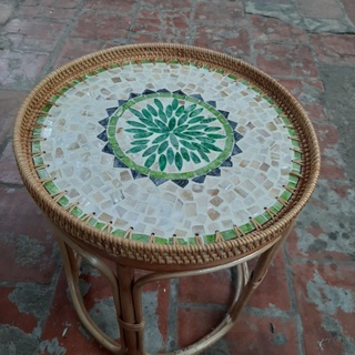 bàn trà mây tre đan