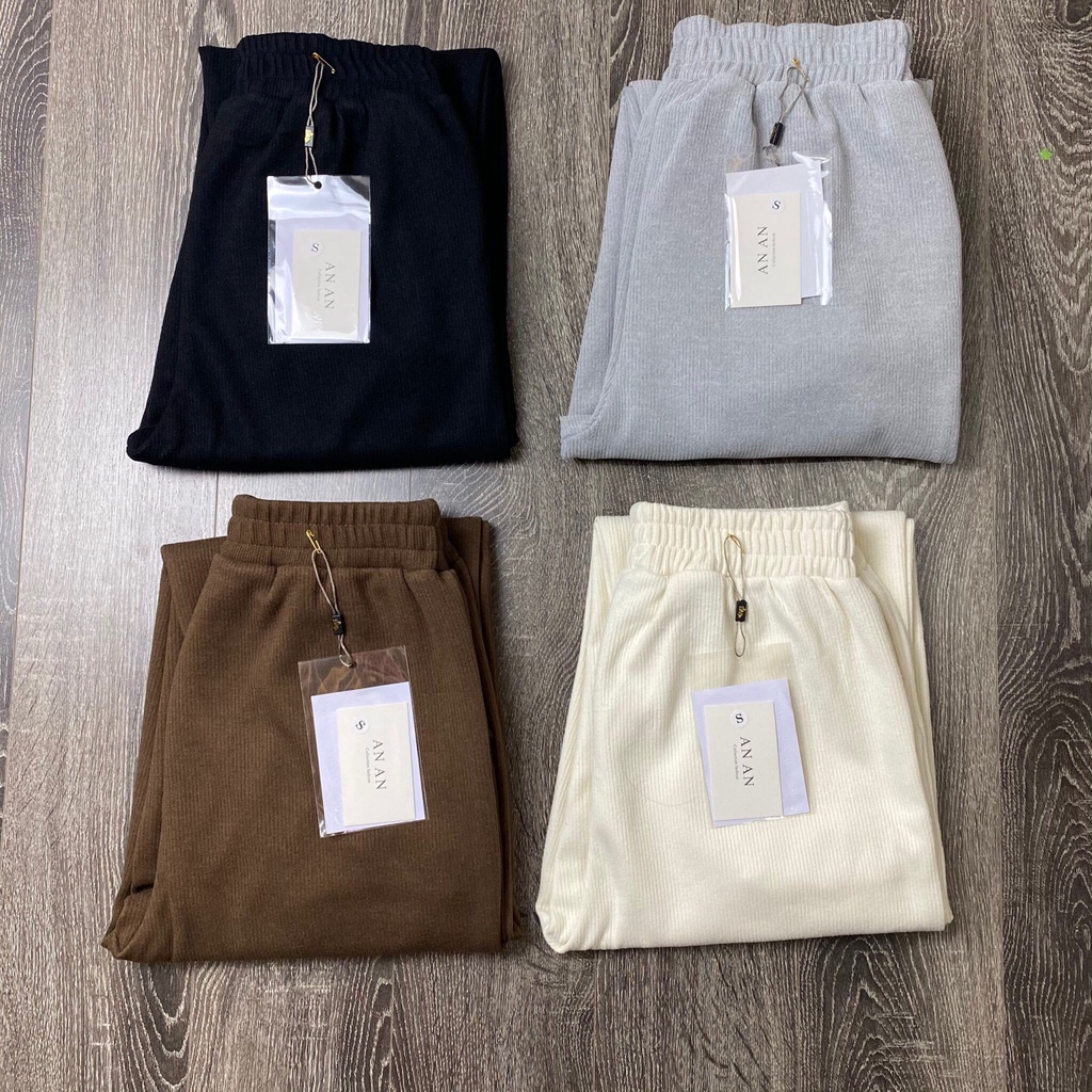 NEW_Quần Jogger Nỉ Tăm Nữ Minchi Bo Gấu Cạp Chun Cao Thể Thao Style Năng Động