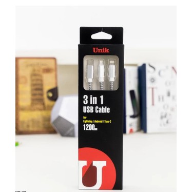 Cáp 3 in 1 (Type C - lightning - Micro) Unik