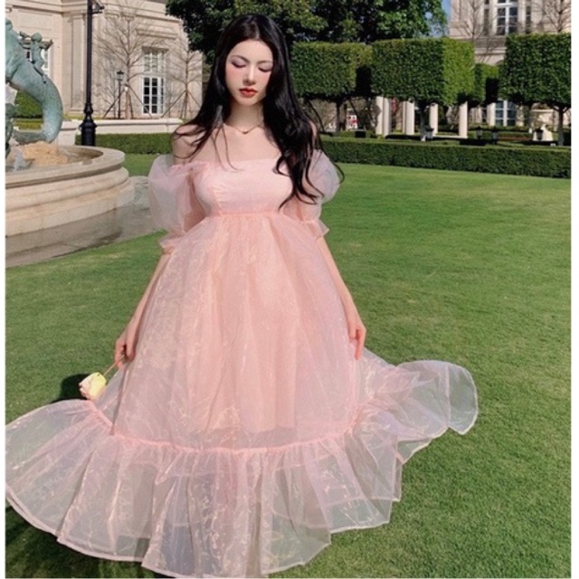 Đầm baby doll hồng phong cách vintage tiểu thư, công chúa, đi chơi.