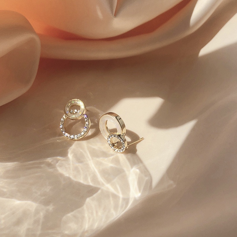 Khuyên Tai Kim Loại Hình Tròn Đính Đá Thời Trang Cho Nữ