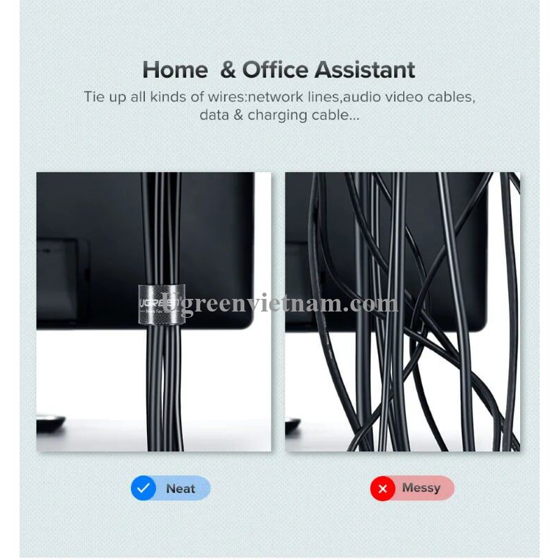 Cáp dán xé cuốn gọn dây sạc dây tai nghe dây điện dây cáp UGREEN Cao cấp Cable Tie Wire Winder Nylon Tape 17cm