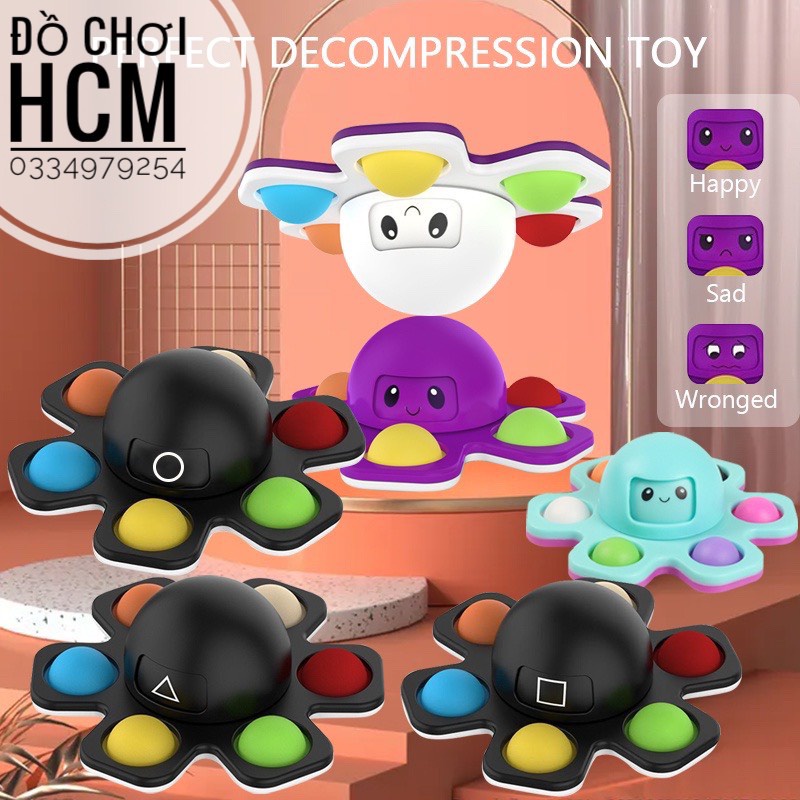 Đồ Chơi Rubik Con Quay Fidget Spinner Hình Bông Hoa Kèm Pop It Siêu Hót