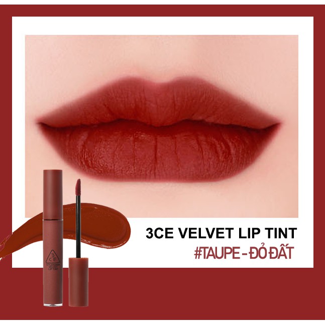 Son kem lì 3CE Velvet Lip Tint #Taupe + Gương trang điểm mini xinh xắn | Shopee Việt Nam