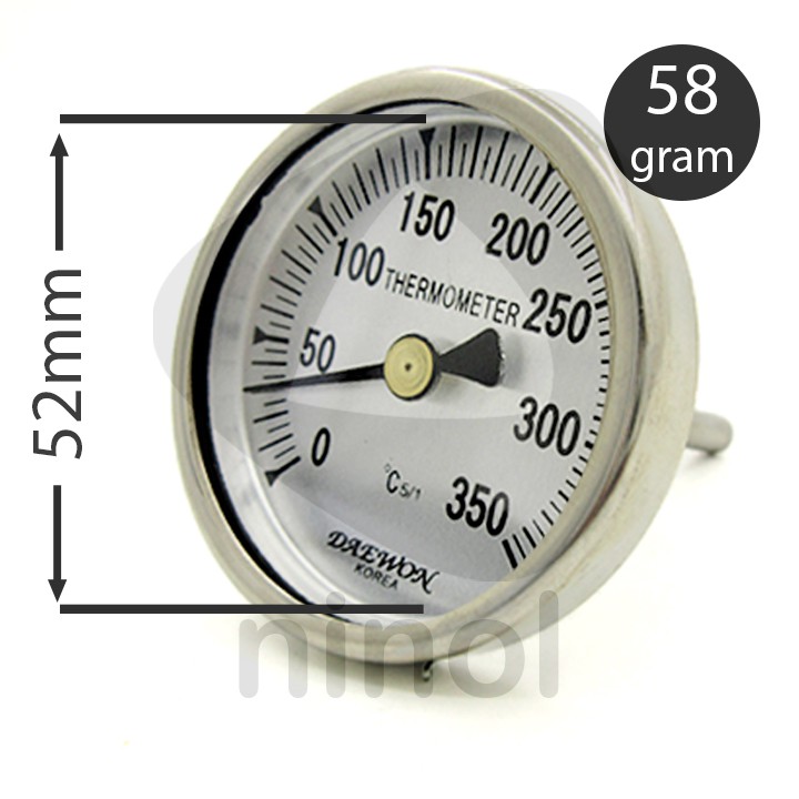 Đồng hồ đo nhiệt độ Deawon mặt 52 mm chân cảm ứng 47 mm