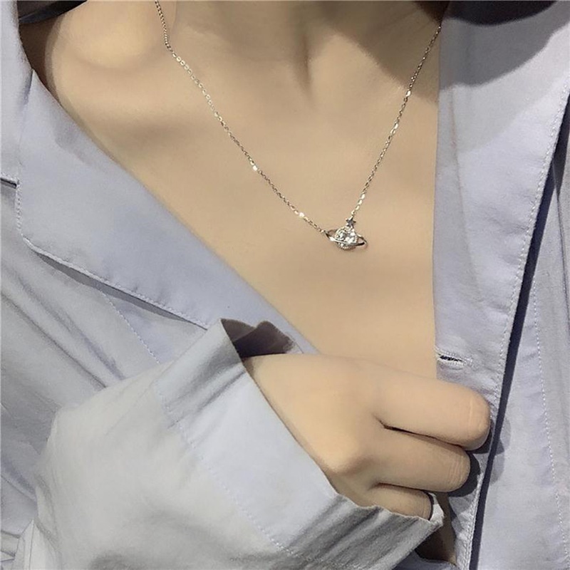 We Flower Vòng cổ Mặt Hình Hành Tinh Ngôi Sao Đính Đá Zircon Lấp Lánh Phong Cách Hàn Quốc Thanh Lịch Thời Trang Cho Nữ