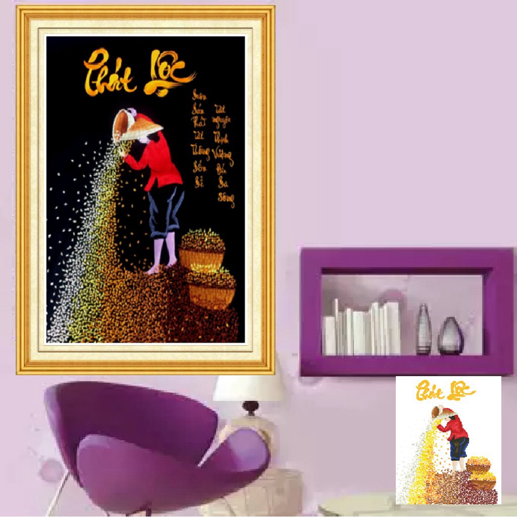 ❤FLASH SALE❤ TRANH THÊU CHỮ THẬP PHÁT LỘC LV3300 - KT 43*54CM