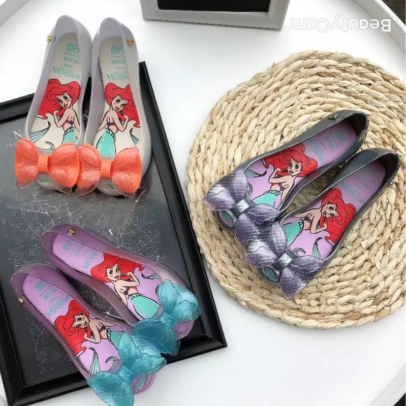 Giày búp bê nhựa dẻo thơm Melissa cho bé gái size lớn hoạ tiết Frozen/nàng tiên cá