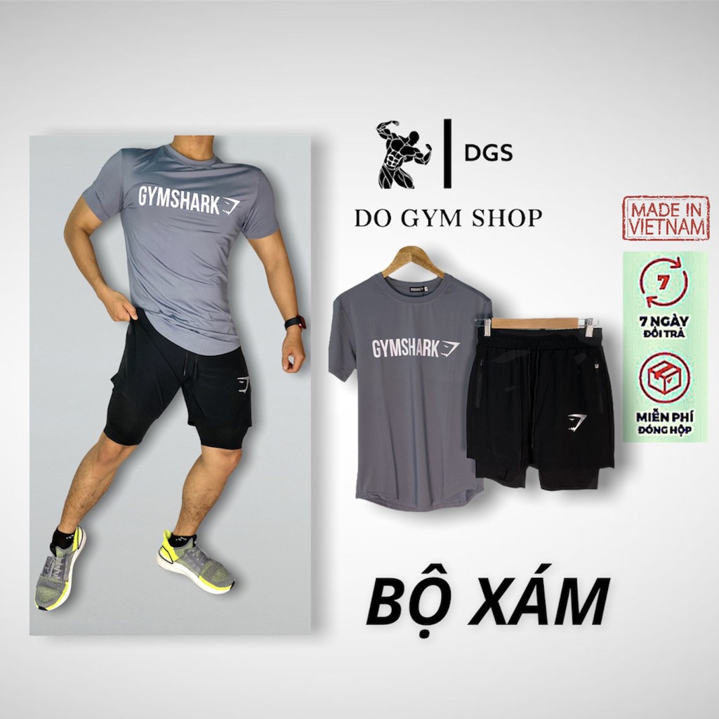 Bộ đồ nam thể thao DO GYM SHOP quần 2 lớp thoáng mát thoải mái chạy bộ tập gym