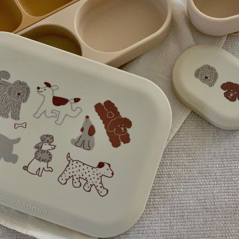 SET KHAY ĂN DẶM VÀ BÁT ĂN DẶM SILICON DONODONO NỘI ĐỊA HÀN CHO BÉ