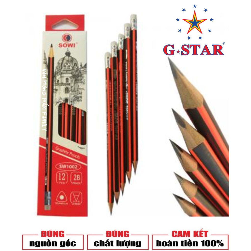 Hộp 12 Cây Viết Chì Gỗ 2B G-Star SW1002