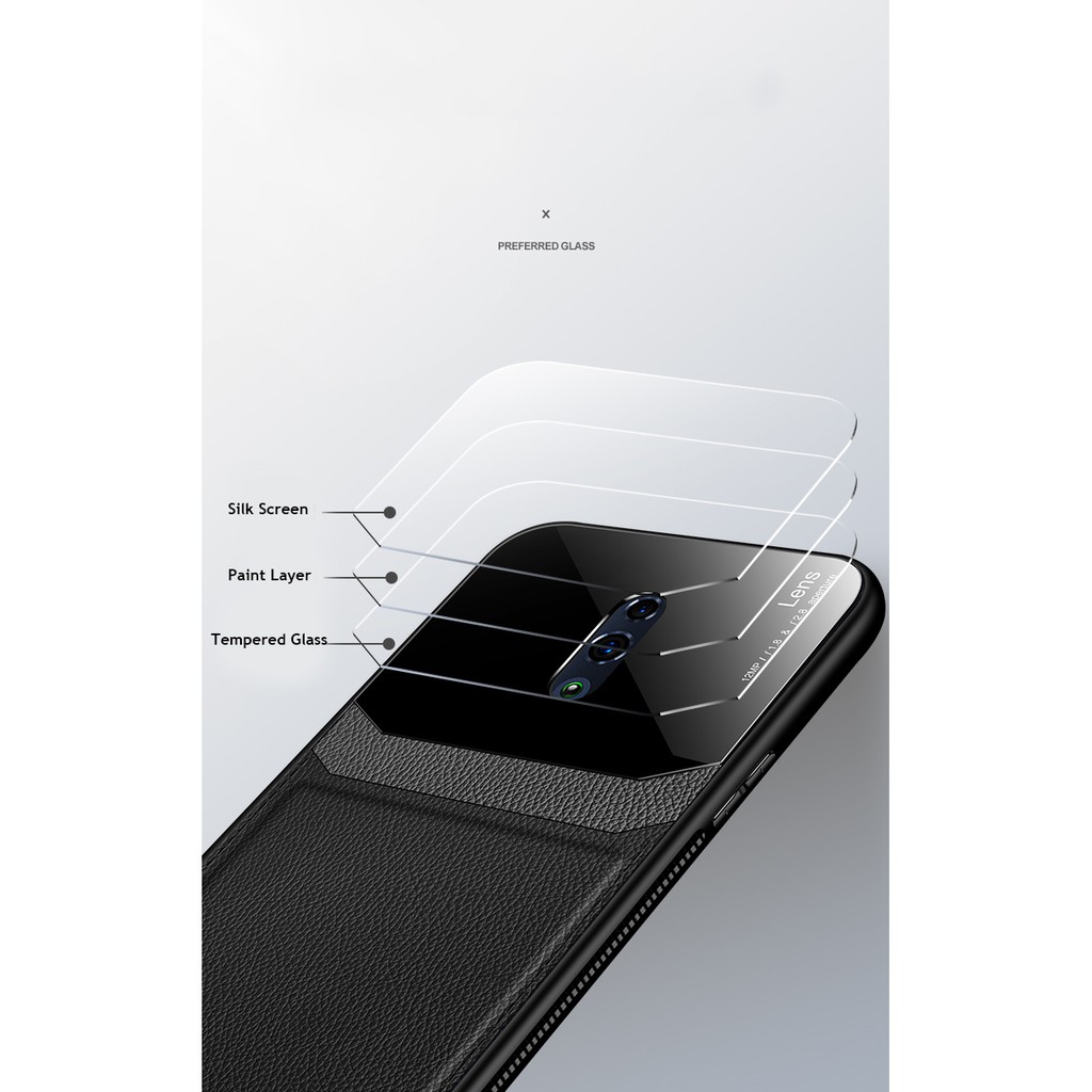 Ốp điện thoại mặt kính cường lực phối da dành cho điện thoại OPPO Realme X / K3