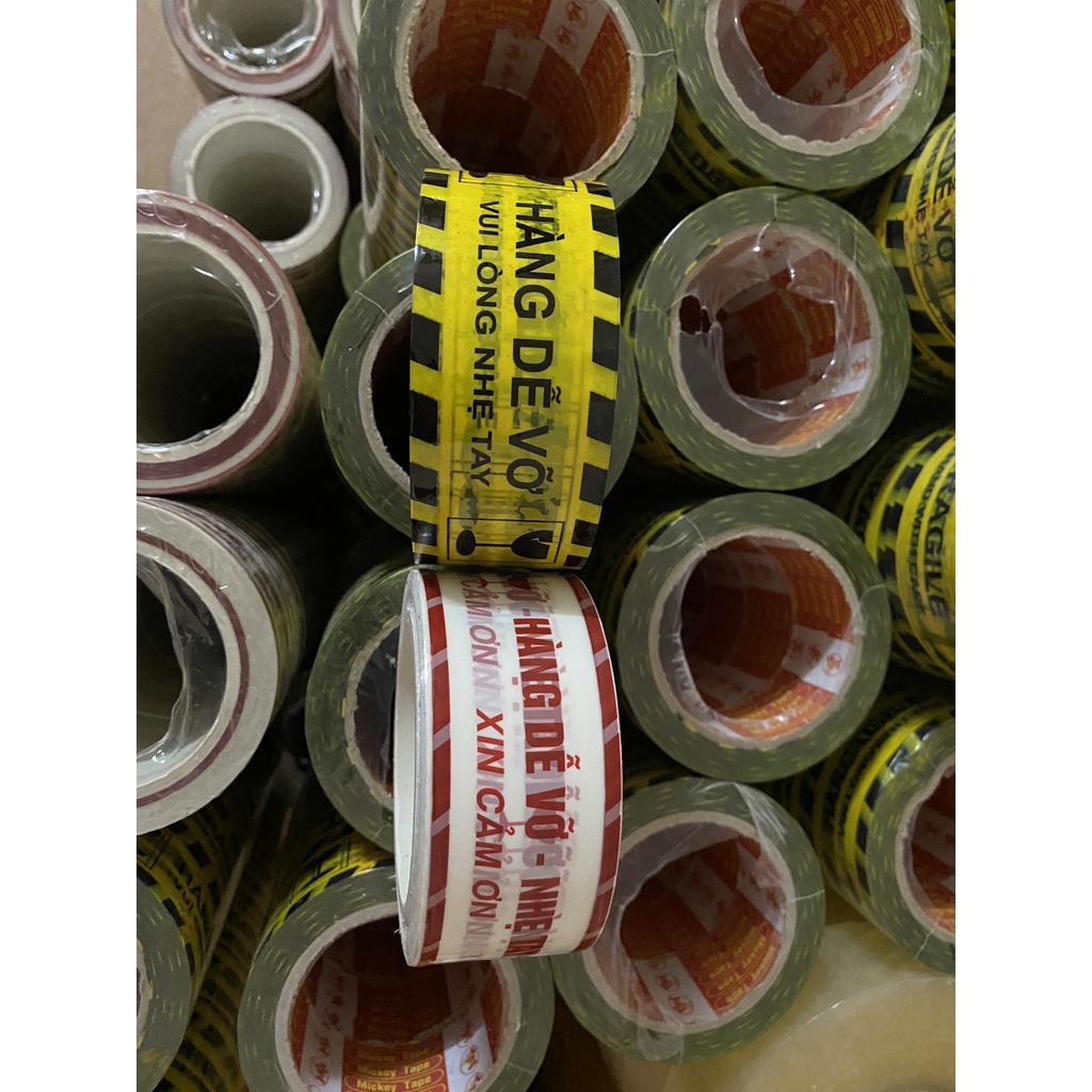 Băng dính cảnh báo niêm phong hàng dễ vỡ xin nhẹ tay, 1 cọc/5 cuộn băng keo niêm phong hàng dễ vỡ chống móp méo vỡ hàng