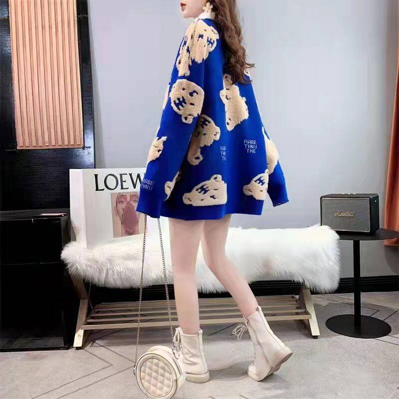 Áo Khoác Dệt Kim Dày Dáng Rộng Thời Trang Thu Đông