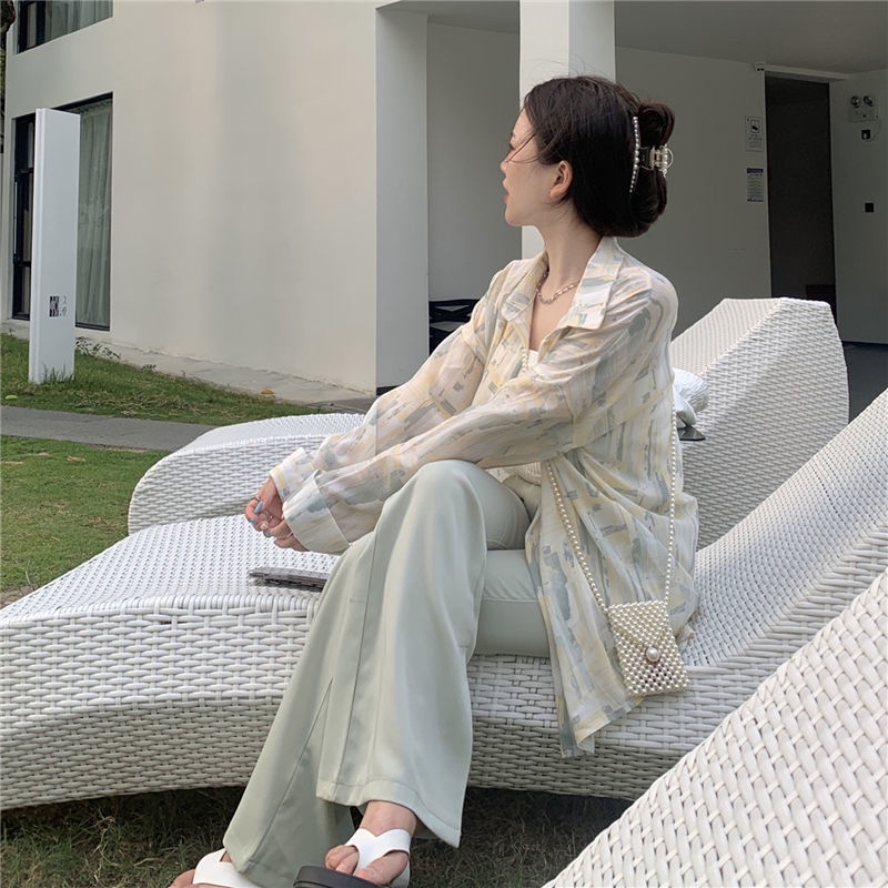 Áo Sơ Mi Tay Dài Chống Nắng Vải Mỏng Nhuộm Màu Thời Trang Mùa Hè Cho Nữ