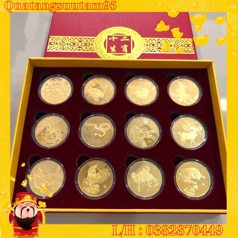 Hộp Quà Tặng Tết 2022 Bộ Đồng Xu 12 Con Giáp Sỉ Lẻ
