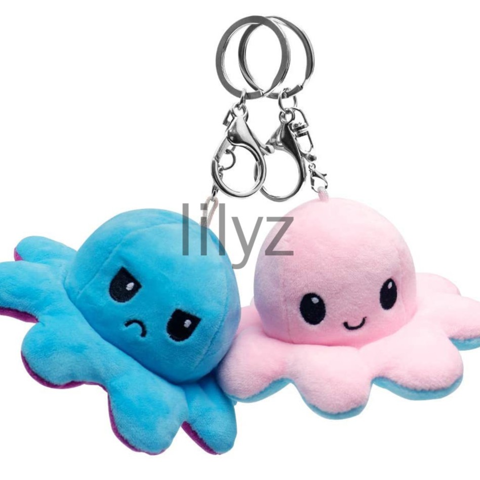 [Hàng Có Sẵn] Móc Khóa Búp Bê Nhồi Bông Hai Mặt Hình Bạch Tuộc Hoạt Hình Có Thể Đ